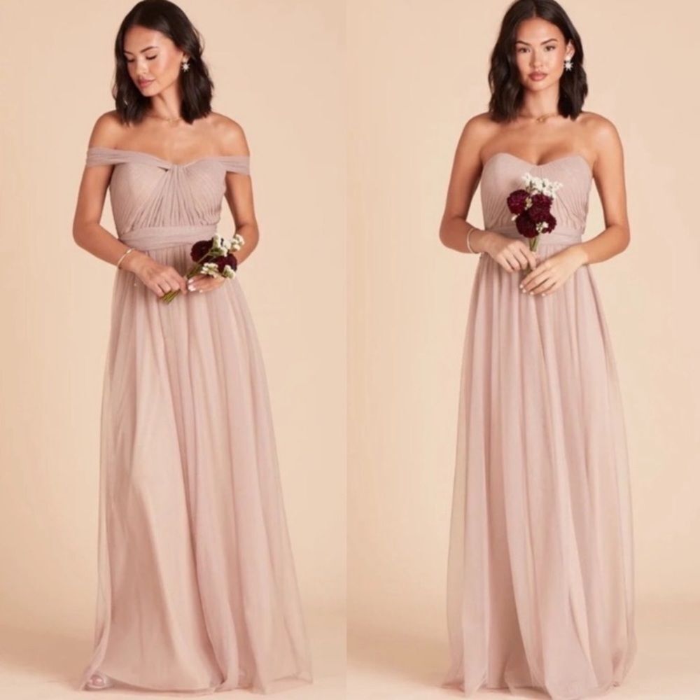 Birdy Grey Christina Sandy Taupe Small Convertible Tulle Bridesmaid Dress Prom